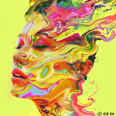 Painting titled "MELTING SPRING WOMAN" by Claudia Sauter (Poptonicart), Original Artwork, Digital Collage