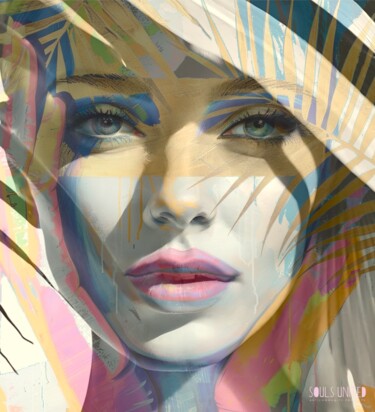 Malerei mit dem Titel "PALM WOMAN 2 - SOUL…" von Claudia Sauter (Poptonicart), Original-Kunstwerk, Digitale Collage
