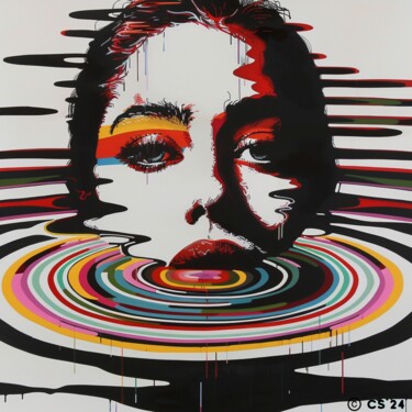 Schilderij getiteld "STRIPPED WATER WOMAN" door Claudia Sauter (Poptonicart), Origineel Kunstwerk, Digitale collage