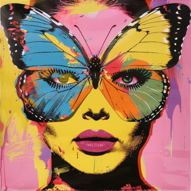 Painting titled "BUTTERFLY WOMAN" by Claudia Sauter (Poptonicart), Original Artwork, Digital Collage
