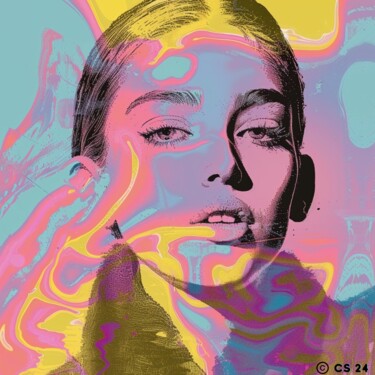 Картина под названием "PASTELL WOMAN" - Claudia Sauter (Poptonicart), Подлинное произведение искусства, Цифровой коллаж