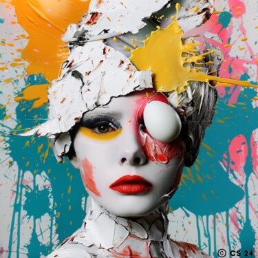 Painting titled "EASTER EGG WOMAN 2" by Claudia Sauter (Poptonicart), Original Artwork, Digital Collage
