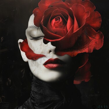 Картина под названием "ROSE ELEGANT" - Claudia Sauter (Poptonicart), Подлинное произведение искусства, Цифровой коллаж