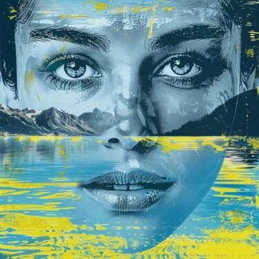 Malerei mit dem Titel "MOUNTAIN LAKE" von Claudia Sauter (Poptonicart), Original-Kunstwerk, Digitale Collage