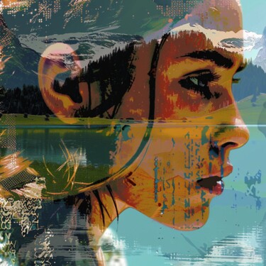 Schilderij getiteld "MOUNTAIN FACE" door Claudia Sauter (Poptonicart), Origineel Kunstwerk, Digitale collage