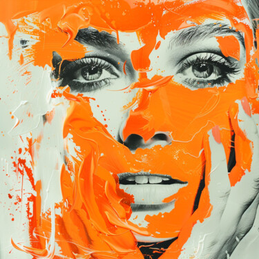 Peinture intitulée "ORANGE MASK" par Claudia Sauter (Poptonicart), Œuvre d'art originale, Collage numérique