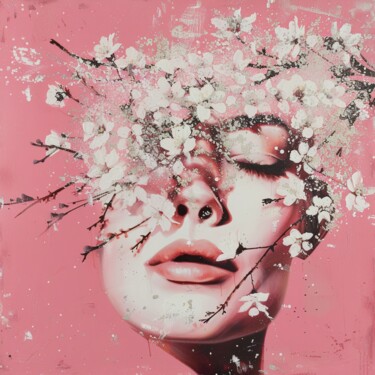 Painting titled "SPRING WOMAN ROSA" by Claudia Sauter (Poptonicart), Original Artwork, Digital Collage