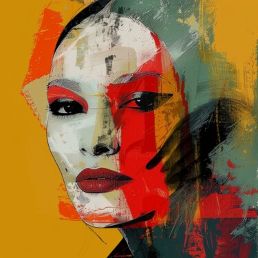 Malerei mit dem Titel "SPANISH WOMAN FACE" von Claudia Sauter (Poptonicart), Original-Kunstwerk, Digitale Collage