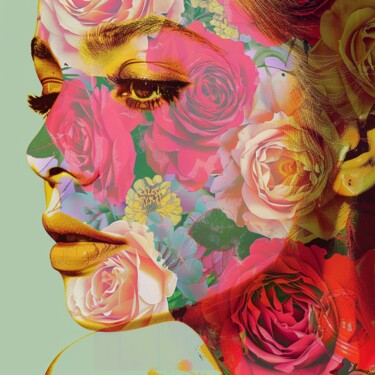 Painting titled "SPRING ROSES" by Claudia Sauter (Poptonicart), Original Artwork, Digital Collage