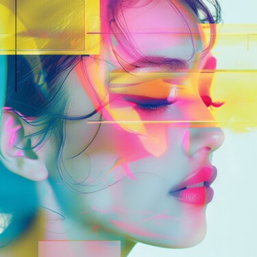 Картина под названием "SUMMER FACE" - Claudia Sauter (Poptonicart), Подлинное произведение искусства, Цифровой коллаж