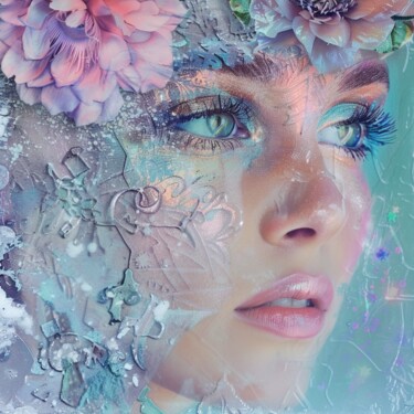 Painting titled "iCE FLOWER PINK" by Claudia Sauter (Poptonicart), Original Artwork, Digital Collage