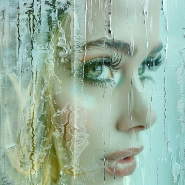 Картина под названием "ICE FACE GREEN" - Claudia Sauter (Poptonicart), Подлинное произведение искусства, Цифровой коллаж