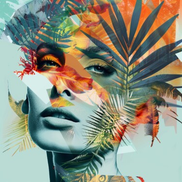 Painting titled "NATURE'S LEAVES" by Claudia Sauter (Poptonicart), Original Artwork, Digital Collage