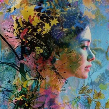 Schilderij getiteld "NATURE FLOWER" door Claudia Sauter (Poptonicart), Origineel Kunstwerk, Digitale collage
