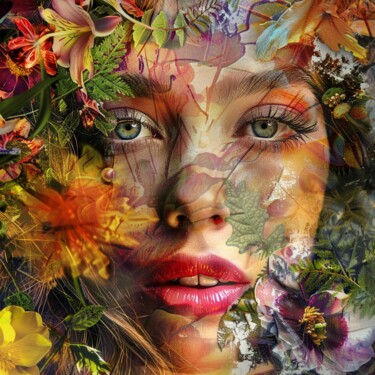 Malerei mit dem Titel "NATURE FOREST" von Claudia Sauter (Poptonicart), Original-Kunstwerk, Digitale Collage