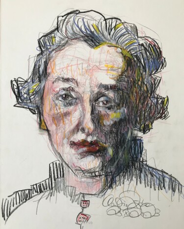 Рисунок под названием "Frau A1718" - Claudia Zerbe, Подлинное произведение искусства, Цветные карандаши