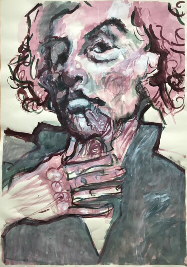 Malerei mit dem Titel "Frau mit Hand" von Claudia Zerbe, Original-Kunstwerk, Acryl