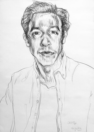 Drawing titled "Portrait David Fili…" by Claudia Zerbe, Original Artwork, Conté