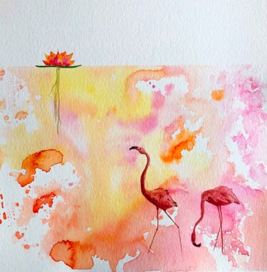 Peinture intitulée "La vie en rose" par Claudia Dumont, Œuvre d'art originale, Aquarelle