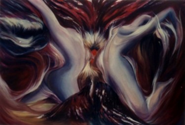 Pintura titulada "Gallos 2" por Alejandro Valdés Guanche, Obra de arte original