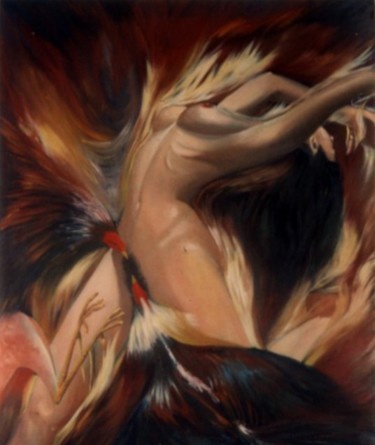 Pintura titulada "Gallos 3" por Alejandro Valdés Guanche, Obra de arte original