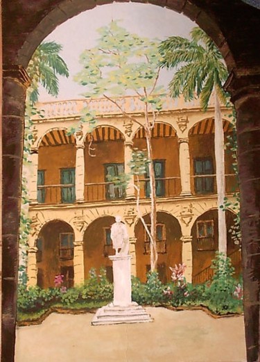 Pintura titulada "Palacio de los Capi…" por Alejandro Valdés Guanche, Obra de arte original