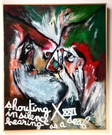 Painting titled "Shouting in silence…" by Claudie Baran, Original Artwork, Oil Mounted on Wood Stretcher frame