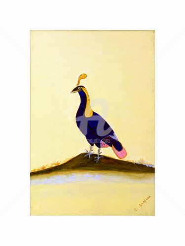 Painting titled "Oiseau mythique, In…" by Claudie Drapeau, Original Artwork, Acrylic