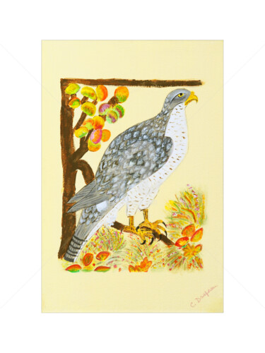 Peinture intitulée "Oiseau mytique, Ind…" par Claudie Drapeau, Œuvre d'art originale, Acrylique