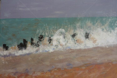 Painting titled "Pondichéry beach" by Claudie Drapeau, Original Artwork, Acrylic