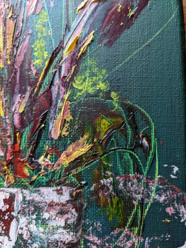 Картина под названием "The Green Room" - Claudie Nedelec, Подлинное произведение искусства, Акрил Установлен на Деревянная р…