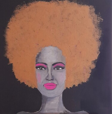 Painting titled "EBONY" by Claudie Saintot, Original Artwork, Acrylic Mounted on Wood Stretcher frame