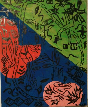 Pintura titulada "Nuit de folie" por Claudie Savelli (CLAUDIE-SAVELLI-CLAUDIO), Obra de arte original, Acrílico Montado en B…