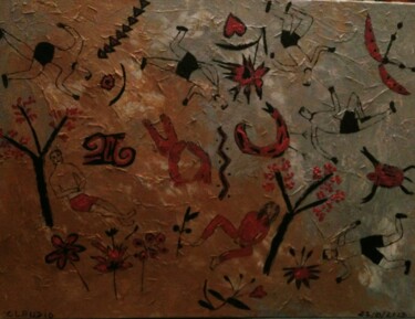 Malerei mit dem Titel "Sport ,zen ,amour" von Claudie Savelli (CLAUDIE-SAVELLI-CLAUDIO), Original-Kunstwerk, Acryl Auf Keilr…