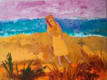 Pittura intitolato "La sirène aux pieds…" da Claudie Savelli (CLAUDIE-SAVELLI-CLAUDIO), Opera d'arte originale, Acrilico Mon…