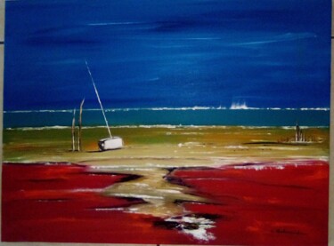 Peinture intitulée "sable pourpre" par Claudie Thedevuide (claudie), Œuvre d'art originale, Huile Monté sur Châssis en bois