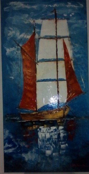 Painting titled ""larguez les amarre…" by Claudie Thedevuide, Original Artwork, Acrylic