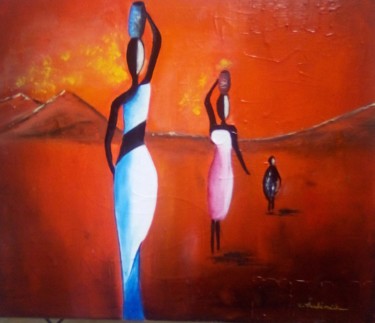 Painting titled "Chaleur d'Afrique" by Claudie Thedevuide, Original Artwork, Oil