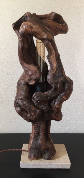 Sculpture titled "lampe en pied de vi…" by Claudie Thedevuide, Original Artwork, Wood