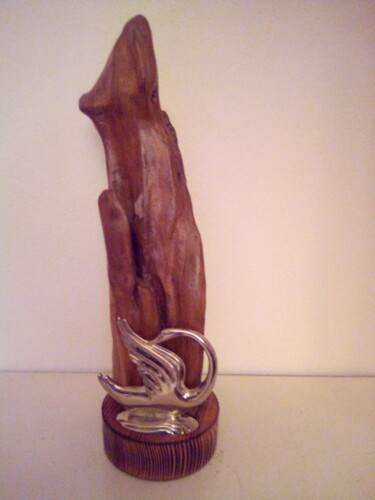 Sculpture titled "le cygne" by Claudie Thedevuide, Original Artwork, Wood