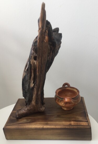 Sculpture intitulée "le petit pot" par Claudie Thedevuide, Œuvre d'art originale, Bois