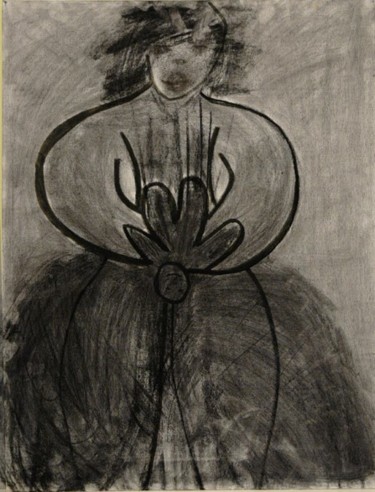 Painting titled "Judith" by Claudine Bas Genest Deglin, Original Artwork, Charcoal