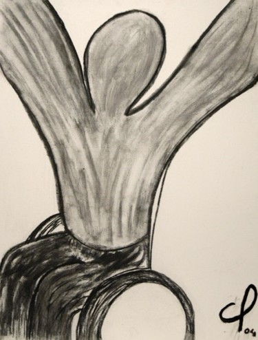 Картина под названием "Marc" - Claudine Bas Genest Deglin, Подлинное произведение искусства, Древесный уголь