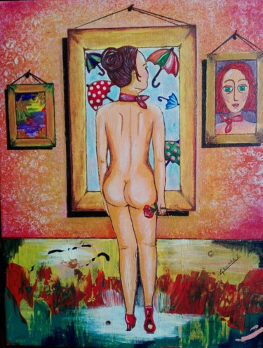 Pintura intitulada "Zapatitos Rojos" por Claudine Brantes, Obras de arte originais, Acrílico