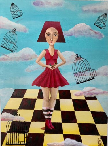 Картина под названием "Libre inocencia" - Claudine Brantes, Подлинное произведение искусства, Акрил