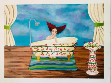 Malarstwo zatytułowany „Mujer en flor” autorstwa Claudine Brantes, Oryginalna praca, Akryl