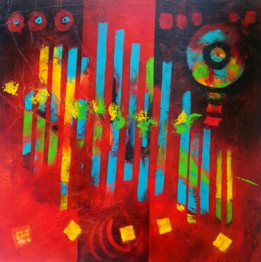 Painting titled "sans-titre 1572 8" by Claudine Chautagnat, Original Artwork, Acrylic Mounted on Wood Stretcher frame