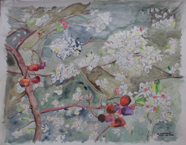 Peinture intitulée "Arbuste" par Claudine Coutant, Œuvre d'art originale, Aquarelle