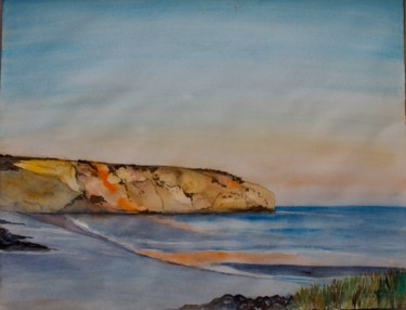 Painting titled "Coucher de soleil s…" by Claudine Coutant, Original Artwork, Watercolor