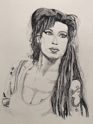 Drawing titled "amy" by Claudine Coutant, Original Artwork, Marker